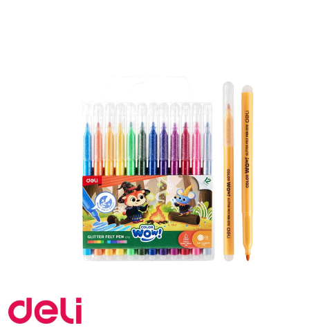 Birotica papetarie - Set 12 carioci cu sclipici Deli ColorWow, efecte stralucitoare, pentru desen creativ