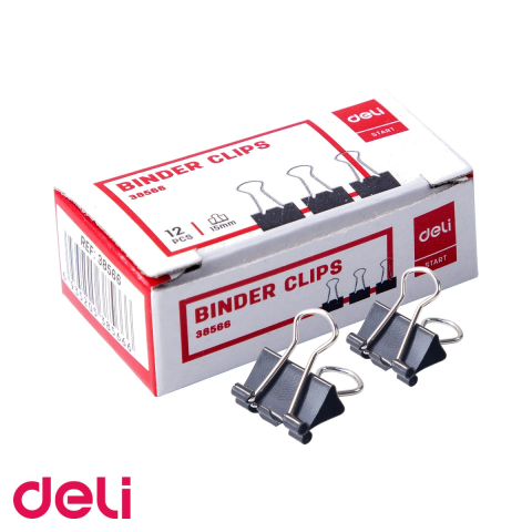 Clipsuri de birou - Set 12 clipsuri hartie Deli, 15 mm, clema nichelata, pentru organizare documente la birou