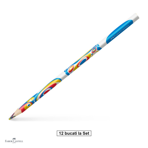 Creioane colorate si carioci - Set 12 creioane colorate Faber-Castell, mina multicolora, rosu-galben-albastru