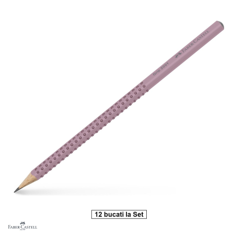 Instrumente de scris - Set 12 creioane grafit Faber-Castell Grip 2001, duritate B, forma triunghiulara ergonomica, zona Grip antiderapanta, mina rezistenta la rupere (lipire SV), lac pe baza de apa, rose shadows