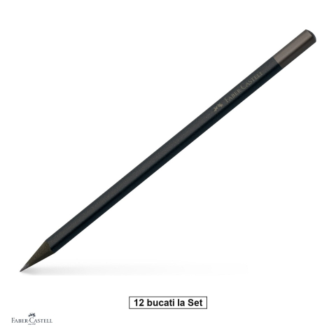 Birotica papetarie - Set 12 creioane grafit Faber-Castell Urban, duritate 3B, forma triunghiulara ergonomica, mina rezistenta la rupere (lipire SV), lac pe baza de apa, all black