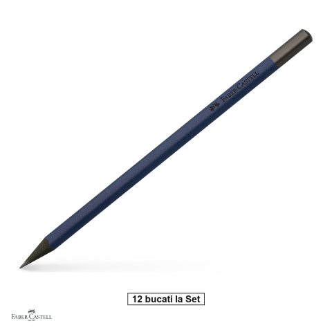 Birotica papetarie - Set 12 creioane grafit Faber-Castell Urban, duritate 3B, forma triunghiulara ergonomica, mina rezistenta la rupere (lipire SV), lac pe baza de apa, navy blue