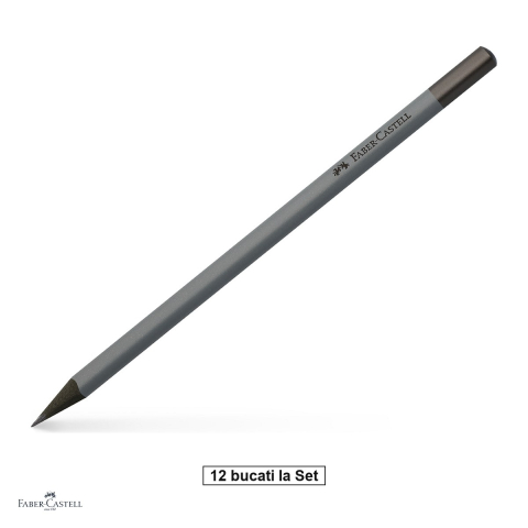 Birotica papetarie - Set 12 creioane grafit Faber-Castell Urban, duritate 3B, forma triunghiulara ergonomica, mina rezistenta la rupere (lipire SV), lac pe baza de apa, stone grey