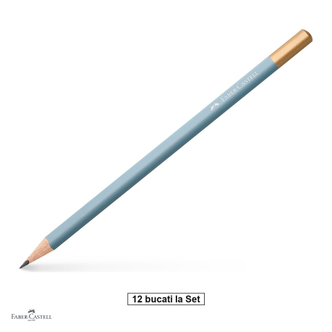 Birotica papetarie - Set 12 creioane grafit Faber-Castell Urban, duritate B, forma triunghiulara ergonomica, mina rezistenta la rupere (lipire SV), lac pe baza de apa, sky blue