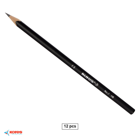 Birotica papetarie - Set 12 creioane grafit Kores, HB, fara radiera, triunghiulare