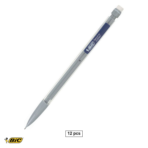 Birotica papetarie - Set 12 creioane mecanice Bic Matic, mina 0.5 mm HB, cu radiera, corp hexagonal transparent