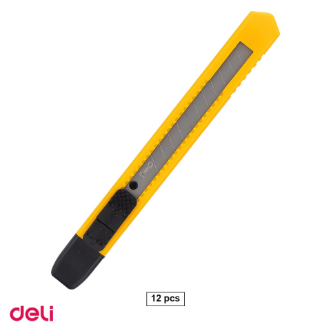 Unelte de mana - Set 12 cuttere mici Deli, lama din inox, cu orificiu de agatare, 125x15x12 mm