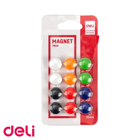 Magneti pentru whiteboard - Set 12 magneti colorati Deli pentru whiteboard si flipchart magnetic, diametru 15mm