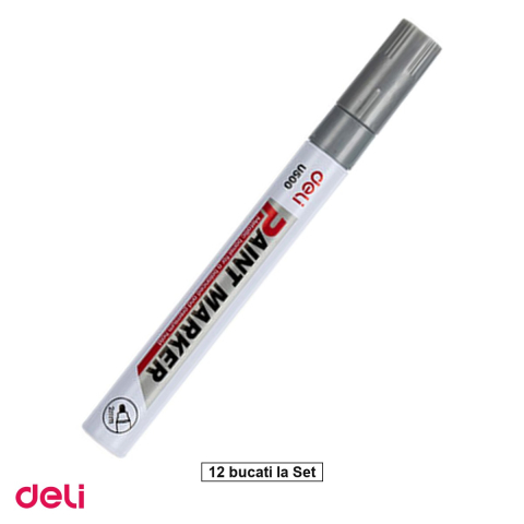 Markere - Set 12 markere de 2 mm, Deli, vopsea, scris argintiu