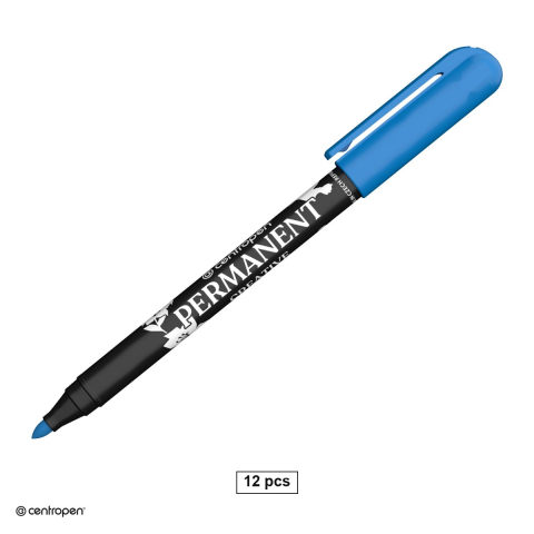 Instrumente de scris - Set 12 markere permanente Centropen 2896 Permanent Creative Slim, varf rotund 2 mm, 12 culori