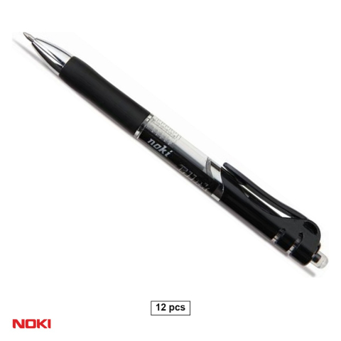 Birotica papetarie - Set 12 pixuri cu gel NOKI Click, varf 0.7 mm, cerneala neagra