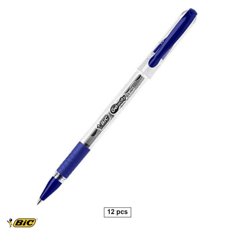 Birotica papetarie - Set 12 rollere cu gel Bic Gelocity Stic cu capac, varf 0.5 mm, grip din cauciuc, albastre