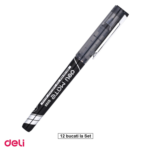 Birotica papetarie - Set 12 rollere Deli Free Ink, 0.7 mm negru