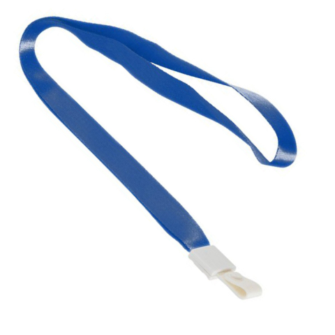 Identificare si Badge-uri - Set 12 Snururi Albastre Textile Largi, pentru Ecusoane, cu Capsa PVC, lungime 450mm, latime 15mm, Model 8353