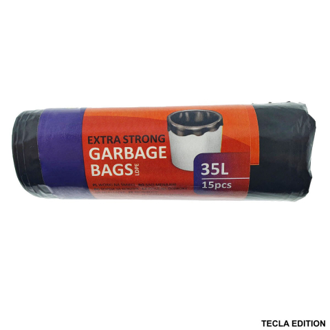 Saci menajeri - Set 15 Saci Menajeri 35L Super Rezistenti LDPE pentru deseuri menajere uzuale, curatenie in casa si birou, 49 x 58 cm, negri, ambalati in rola compacta