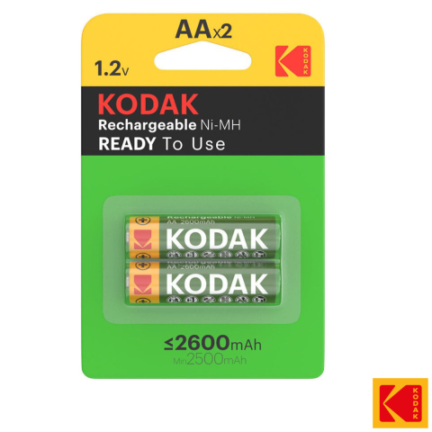 Baterii acumulatori standard - Set 2 Baterii Acumulatori Kodak AA Reincarcabile, 2600 mAh, Ready To Use, Pentru Dispozitive High-Drain, Gata incarcate