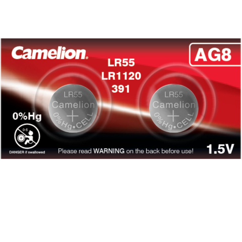 Baterii ceas alcaline - Set 2 Baterii Alcaline Buton AG8 LR1120 1.5V 50mAh, pentru Dispozitive Subtire, Dimensiuni 11.6x2.15mm