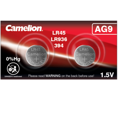 Baterii ceas alcaline - Set 2 Baterii Alcaline Buton AG9 LR936 1.5V 45mAh, pentru Calculatoare, Jucarii, Aparate Medicale, Dimensiuni 9.5x3.6mm