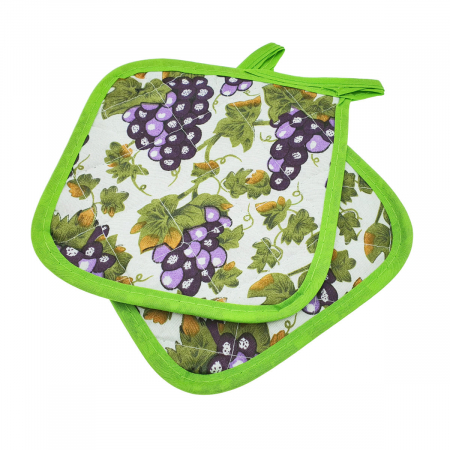 Suport vase - Set 2 bucati suport textil, Grapes, 165 x 165 mm, pentru vase bucatarie