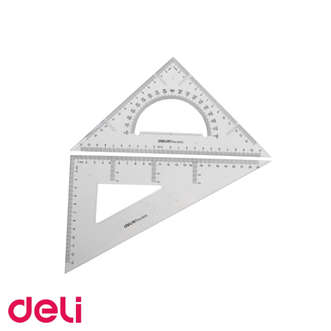 Instrumente de geometrie - Set 2 echere transparente Deli, 23 cm, material rezistent, pentru desen tehnic si scoala