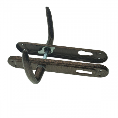 Lacate si incuietori - Set 2 manere cu sild pe cheie, pentru usa, metal, maro