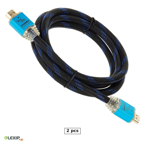 Cabluri si adaptoare - Set 2 x cablu HDMI 2.0 Steelplay 4K High Speed cu Ethernet, 2 m, 4K la 50/60 Hz, HDR, 18 Gbps, conectori auriti cu iluminare LED, JVAPS400039