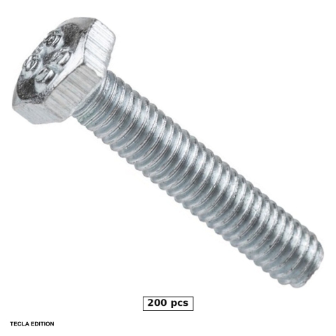 Suruburi, dibluri si accesorii prindere - Set 200 suruburi metrice cap hexagonal DIN 933, M6x20 mm, filetate complet, otel 5.8/6.8, zincate alb, prind doua piese metalice impreuna, cu piulita