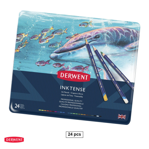 Creioane colorate si carioci - Set 24 creioane acuarela Derwent Inktense, 24 culori