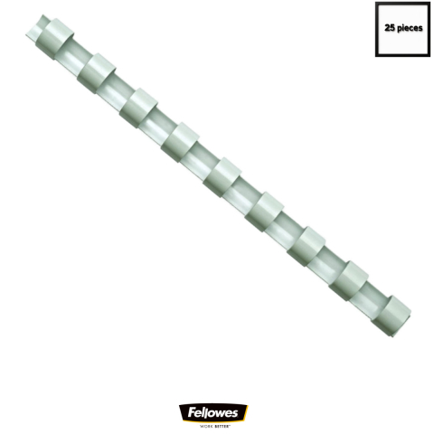 Sisteme de indosariat - Set 25 spire inele plastic 8 mm alb pentru legat documente A4 pana la 40 coli Fellowes