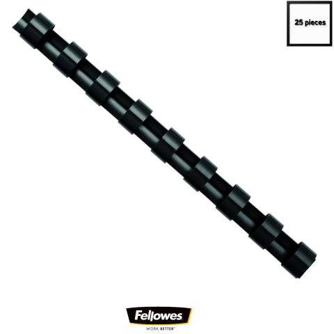 Sisteme de indosariat - Set 25 spire inele plastic 8 mm negru pentru legat documente A4 pana la 40 coli Fellowes