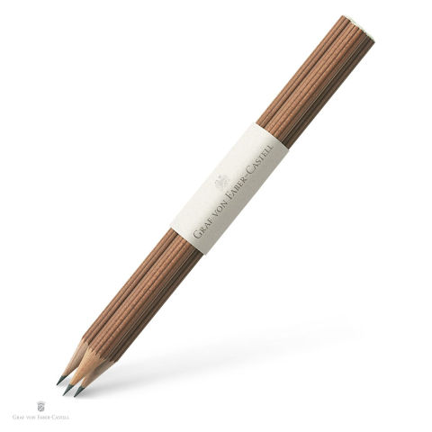 Birotica papetarie - Set 3 creioane imbracate in lemn, duritate B, Graf von Faber Castell, cu capat vopsit, maro