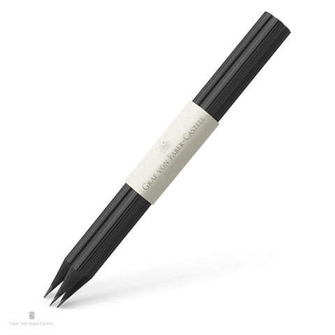 Instrumente de scris - Set 3 creioane imbracate in lemn, duritate B, Graf von Faber Castell, cu capat vopsit, negru