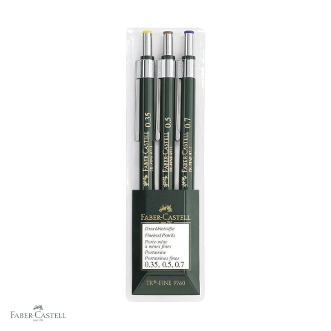 Creioane si ascutitori - Set 3 creioane mecanice Faber-Castell TK-Fine 0.35/0.5/0.7mm pentru scris si desen tehnic
