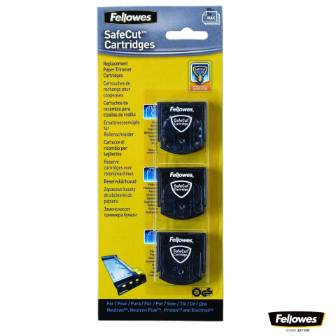 Ghilotine pentru hârtie - Set 3 lame rotative pentru ghilotina cu disc, Fellowes, valurit, perforat, cutat, pentru trimmer rotativ