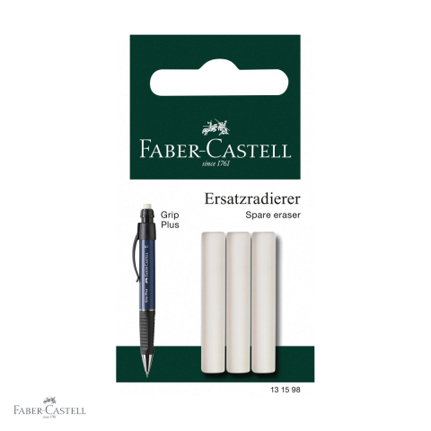 Radiere - Set 3 rezerve radiera Faber-Castell Grip Plus, compatibile cu creioane mecanice, inlocuire rapida