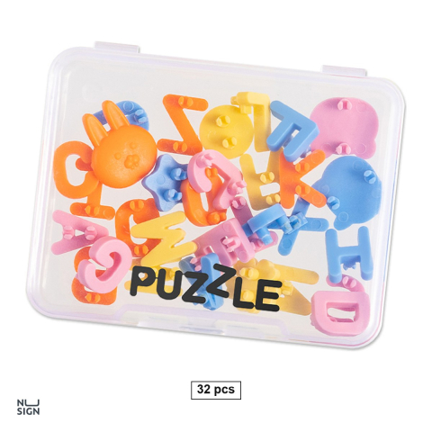 Birotica papetarie - Set 32 litere si simboluri decorative Nusign Puzzle, pentru clipul pixului cu gel, din polipropilena, culori asortate