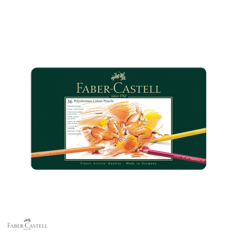 Creioane colorate permanente - Set 36 creioane colorate Faber-Castell Polychromos, mina groasa 3.8 mm, pentru artisti profesionisti