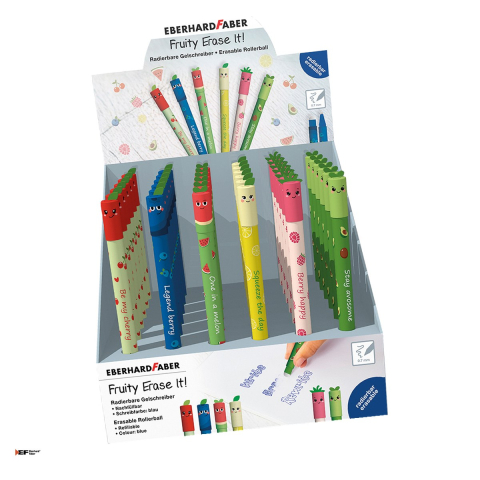 Birotica papetarie - Set 36 pixuri cu gel Eberhard Faber Fruity Erase it!, 0,7 mm, albastru, se pot sterge