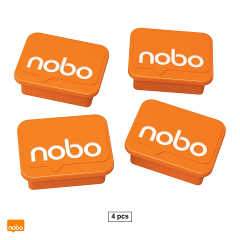 Accesorii prezentare - Set 4 magneti Nobo, pentru whiteboard, portocaliu