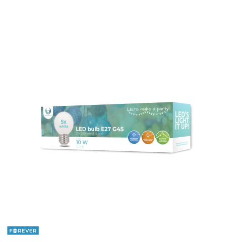 E27 lumina naturala - Set 5 becuri LED Forever Light E27 G45, 2 W, lumina neutra