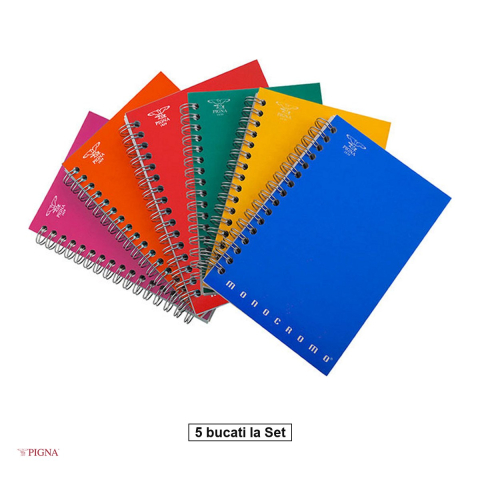 Birotica papetarie - Set 5 carnete Pigna Monocromo, A7, 70 file, matematica, spira aritmetica