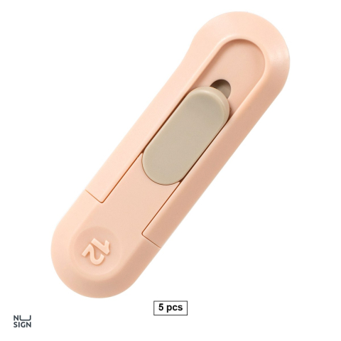 Unelte de mana - Set 5 cuttere mini Deli Nusign, lama 12 mm cu retragere automata, 80x25 mm, roz