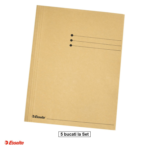 Dosare - Set 5 dosare tip plic Esselte, carton, A4, capacitate 250 coli, pentru arhivare, kraft