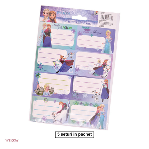 Birotica papetarie - Set 5 pachete x 40 etichete autoadezive Pigna Frozen, scolare