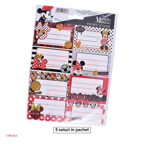 Birotica papetarie - Set 5 pachete x 40 etichete autoadezive Pigna Minnie, scolare