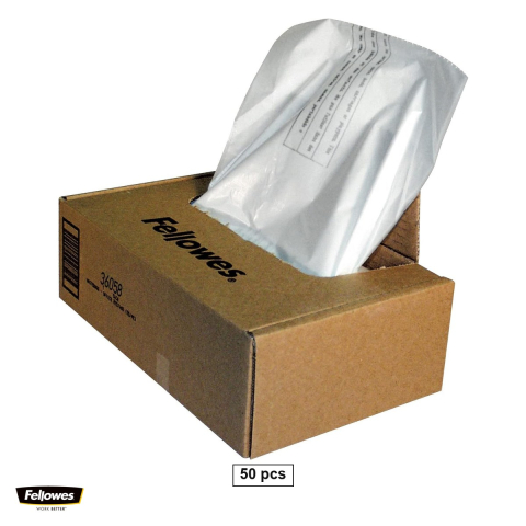 Birotica papetarie - Set 50 saci Fellowes pentru distrugatoare de documente, capacitate 121-143 l