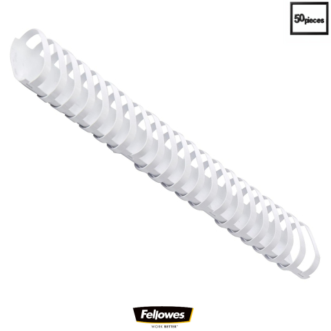 Sisteme de indosariat - Set 50 Spire plastic 51 mm alb pentru legat documente A4 pana la 450 coli Fellowes