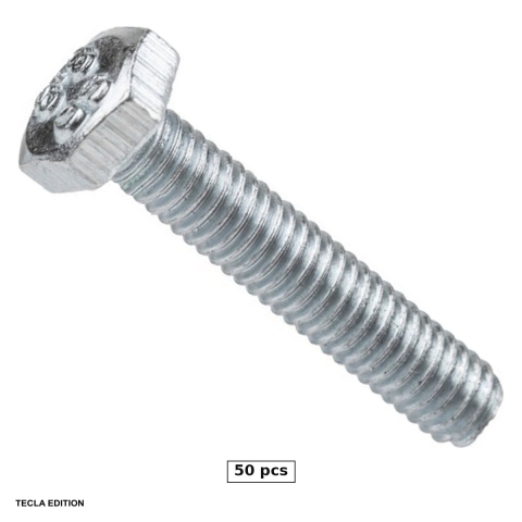 Suruburi, dibluri si accesorii prindere - Set 50 suruburi metrice cap hexagonal DIN 933, M8x60 mm, filetate complet, otel 5.8/6.8, zincate alb, prind doua piese metalice impreuna, cu piulita