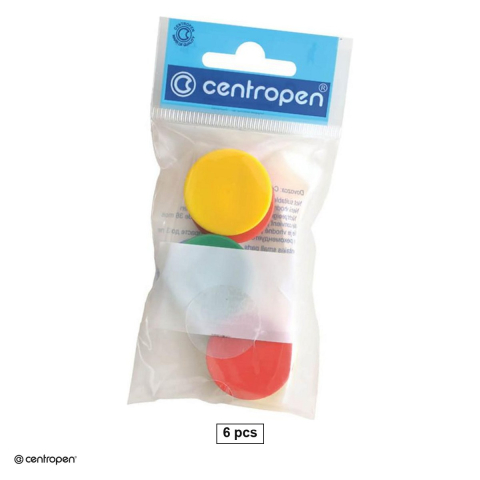 Accesorii prezentare - Set 6 magneti Centropen, pentru whiteboard, 30 mm, 4 culori