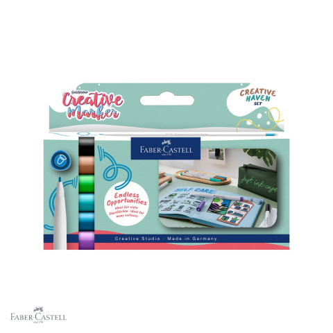 Markere - Set 6 markere creative Faber-Castell Goldfaber, varf rotund 1.5 mm, cerneala pe baza de apa